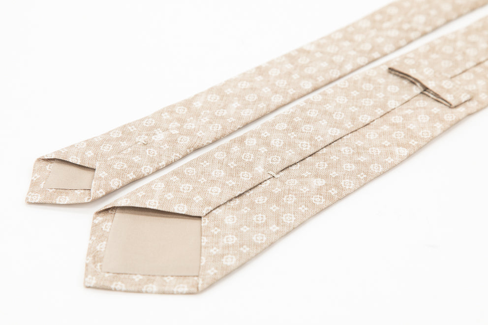 TIE - Beige with Flowers Patterns