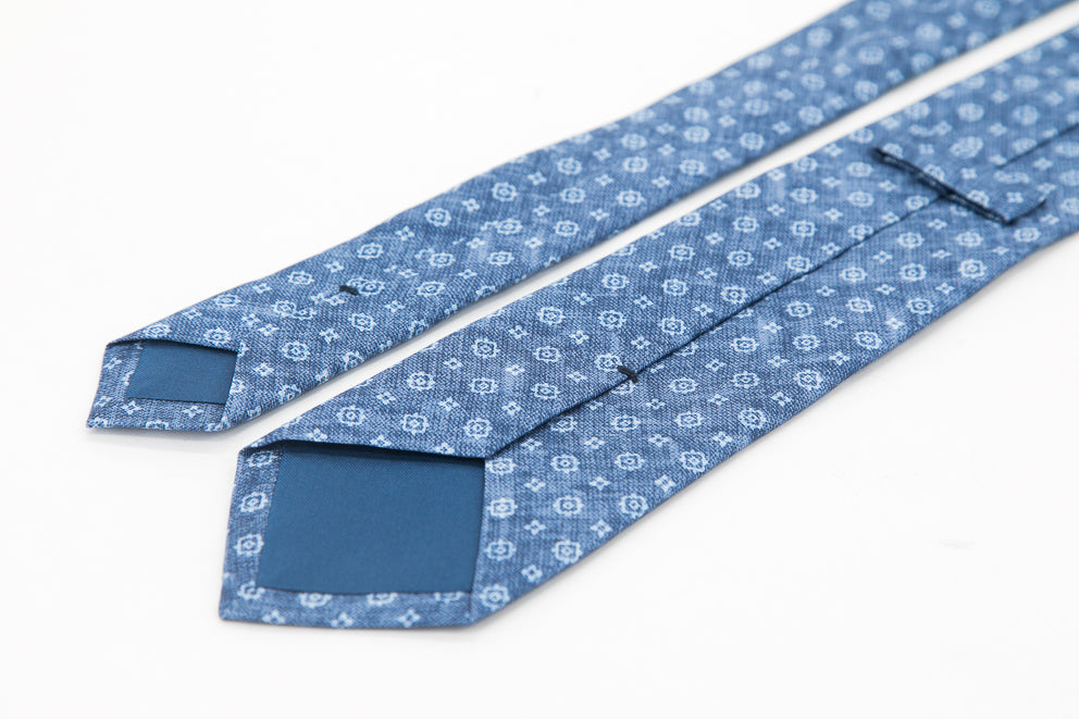 TIE - Blue with Flowers Patterns