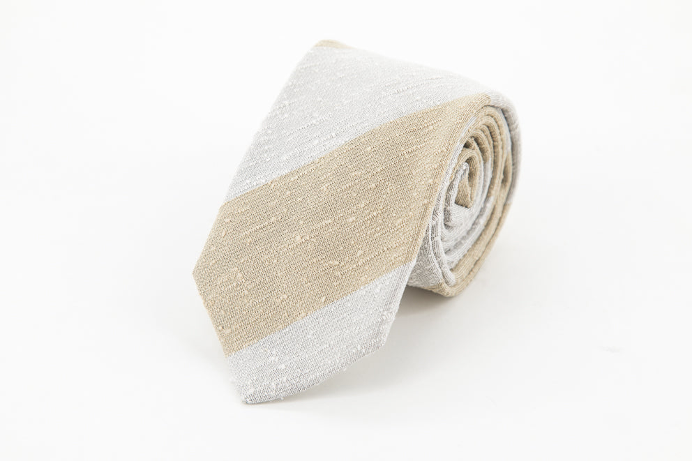 TIE - Striped White & Beige