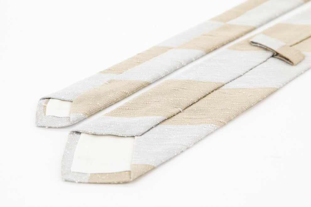 TIE - Striped White & Beige