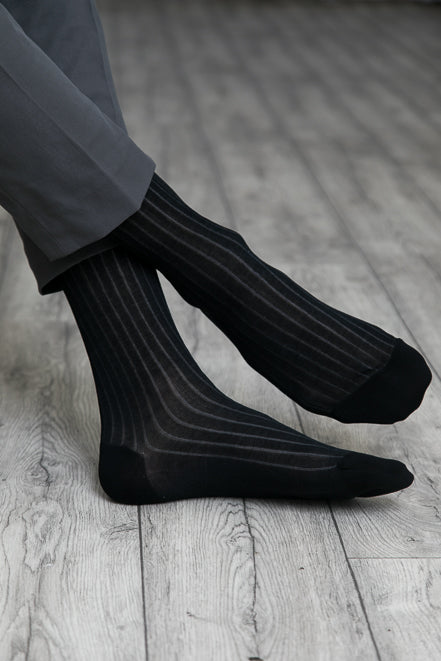 Striped Socks │ Black & Silver