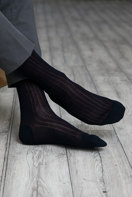 Striped Socks │ Navy & Bordeaux