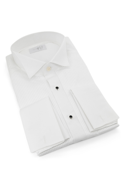 Wing Pleated Tuxedo Shirt │ White