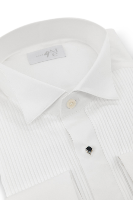 Wing Pleated Tuxedo Shirt │ White