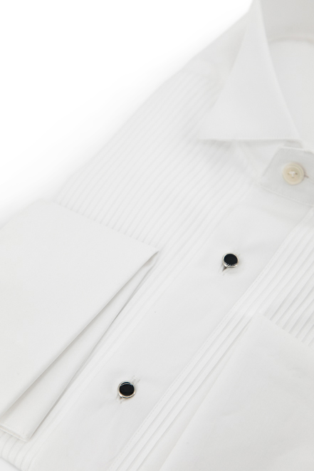 Wing Pleated Tuxedo Shirt │ White