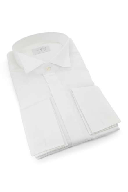 Wing Tuxedo Shirt with Hidden Buttons │ White