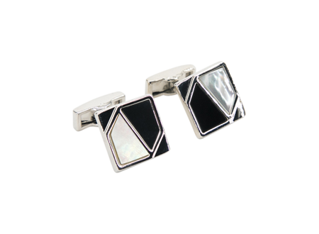 Asymmetrical Black & Silver Squares │ Cufflinks