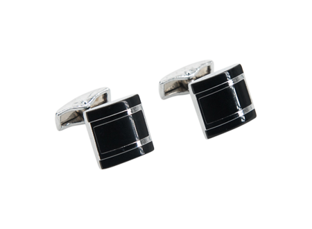 Black Squares & Silver Lines │ Cufflinks