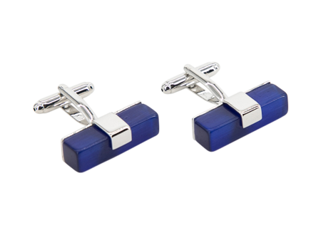 Silver & Royal Blue Slim Rectangles Stones │ Cufflinks