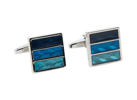 Silver Squares Blue & Aqua │ Cufflinks