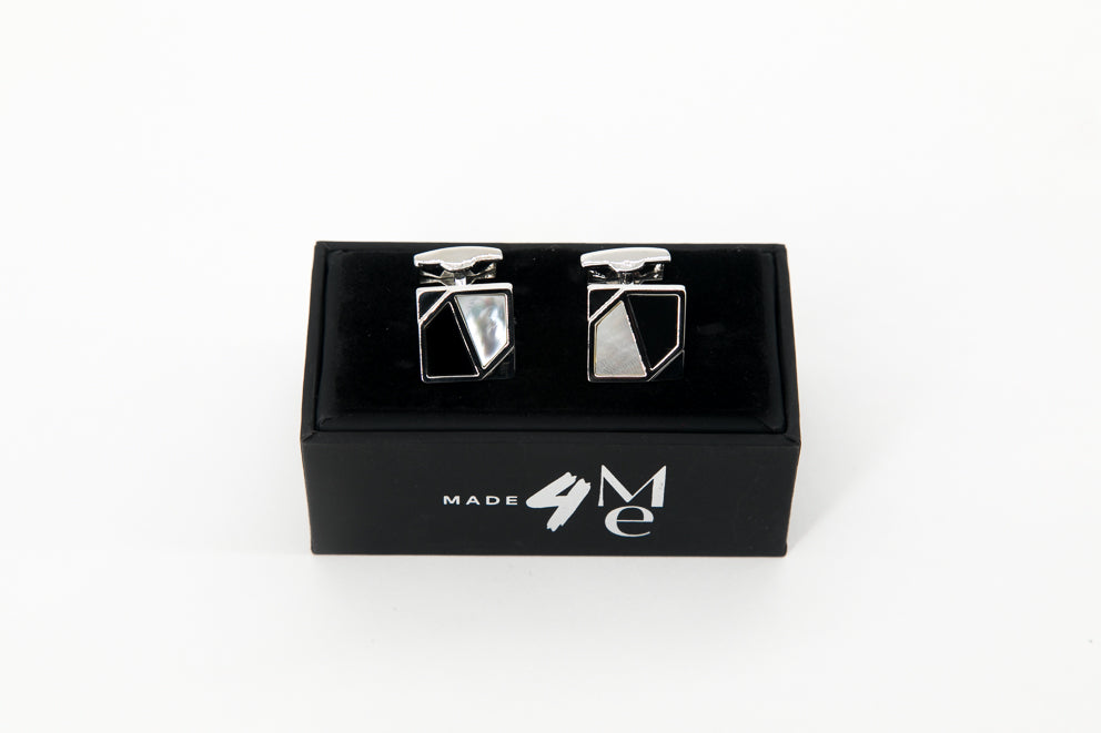 Asymmetrical Black & Silver Squares │ Cufflinks