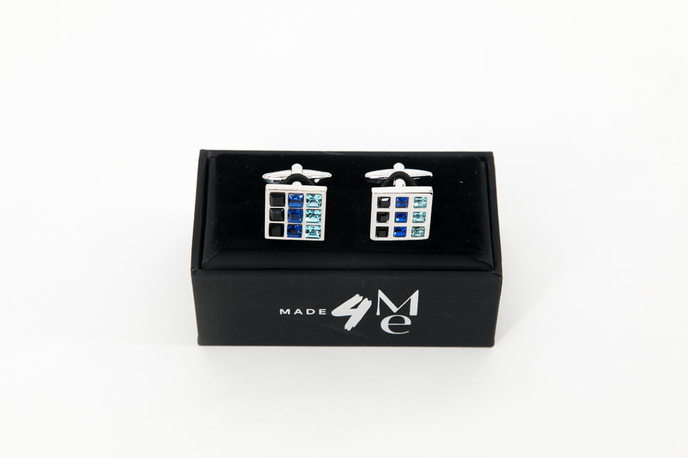 Silver Hoshen Blue Squares │ Cufflinks