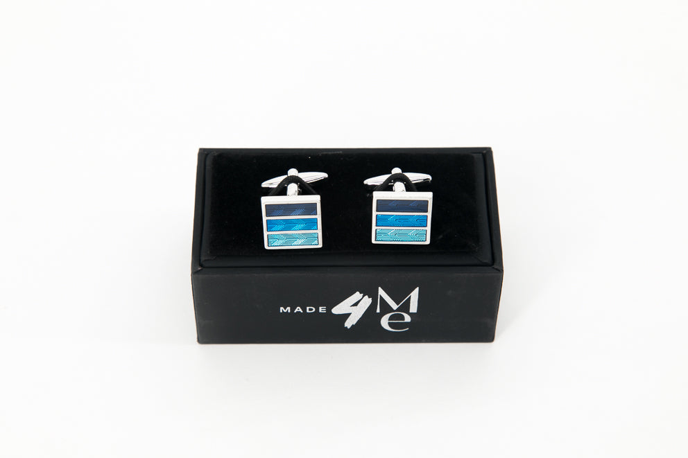 Silver Squares Blue & Aqua │ Cufflinks