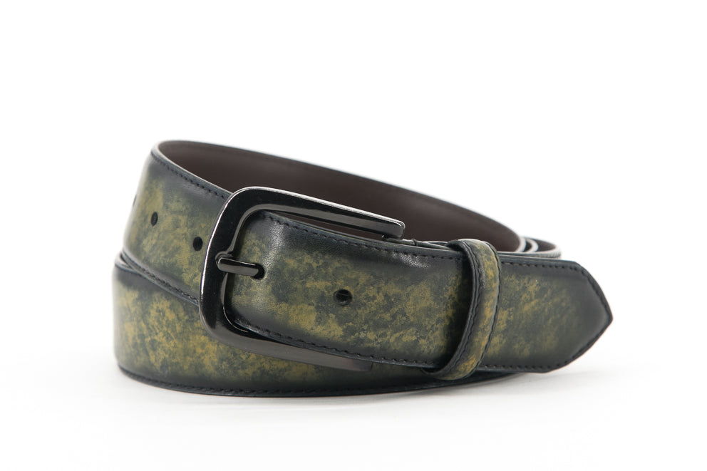 Leather Belt │ Khaki Marble Patina