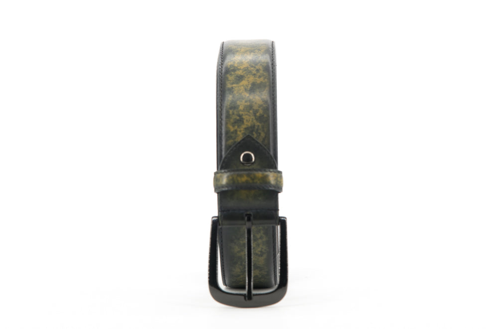 Leather Belt │ Khaki Marble Patina