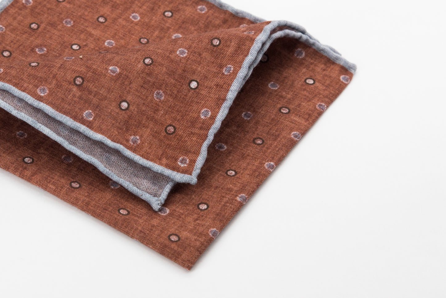 Pocket Square - Grey Rounds on Brown Background