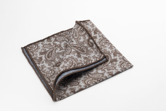 Pocket Square - Sky Blue and Grey Paisley