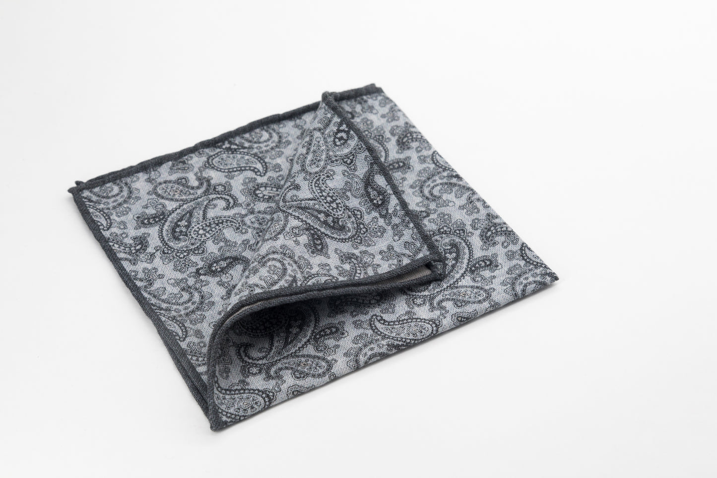 Pocket Square - Blue and Grey Paisley