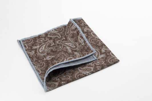 Pocket Square - Brown and Blue Paisley