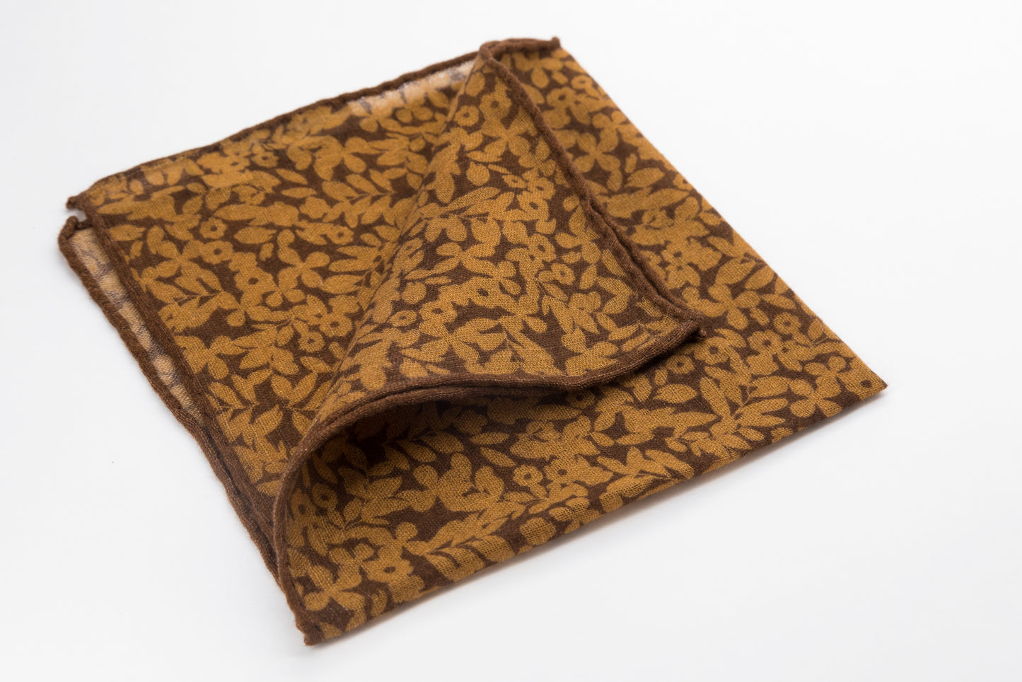 Pocket Square - Brown With Camel Flowers