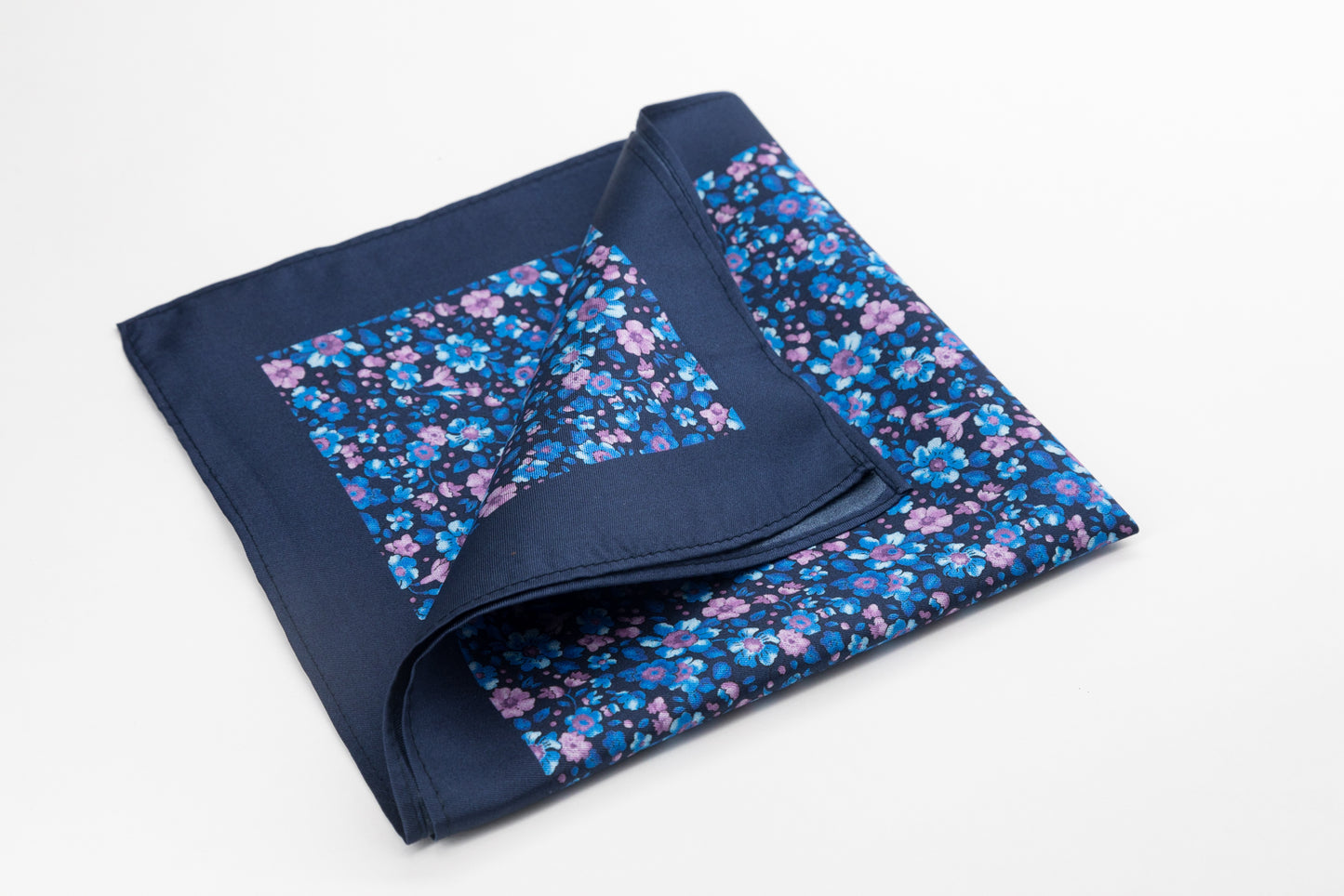 Pocket Square - Purple and Blue Flowers Print