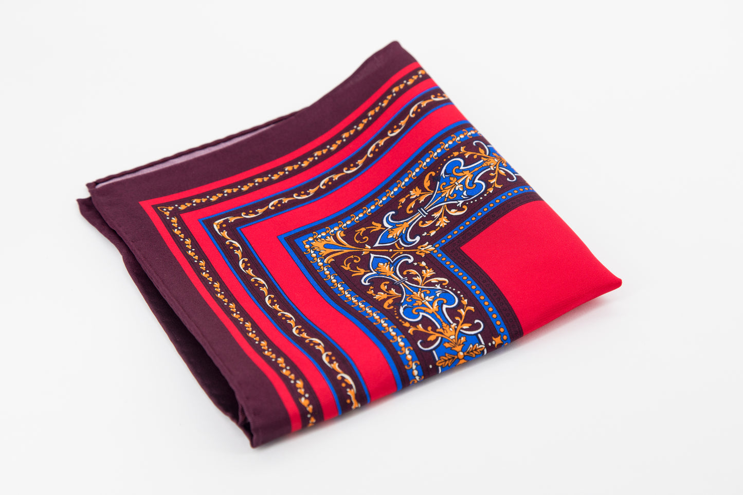 Pocket Square - Burgundy Blue and Red Colors Print