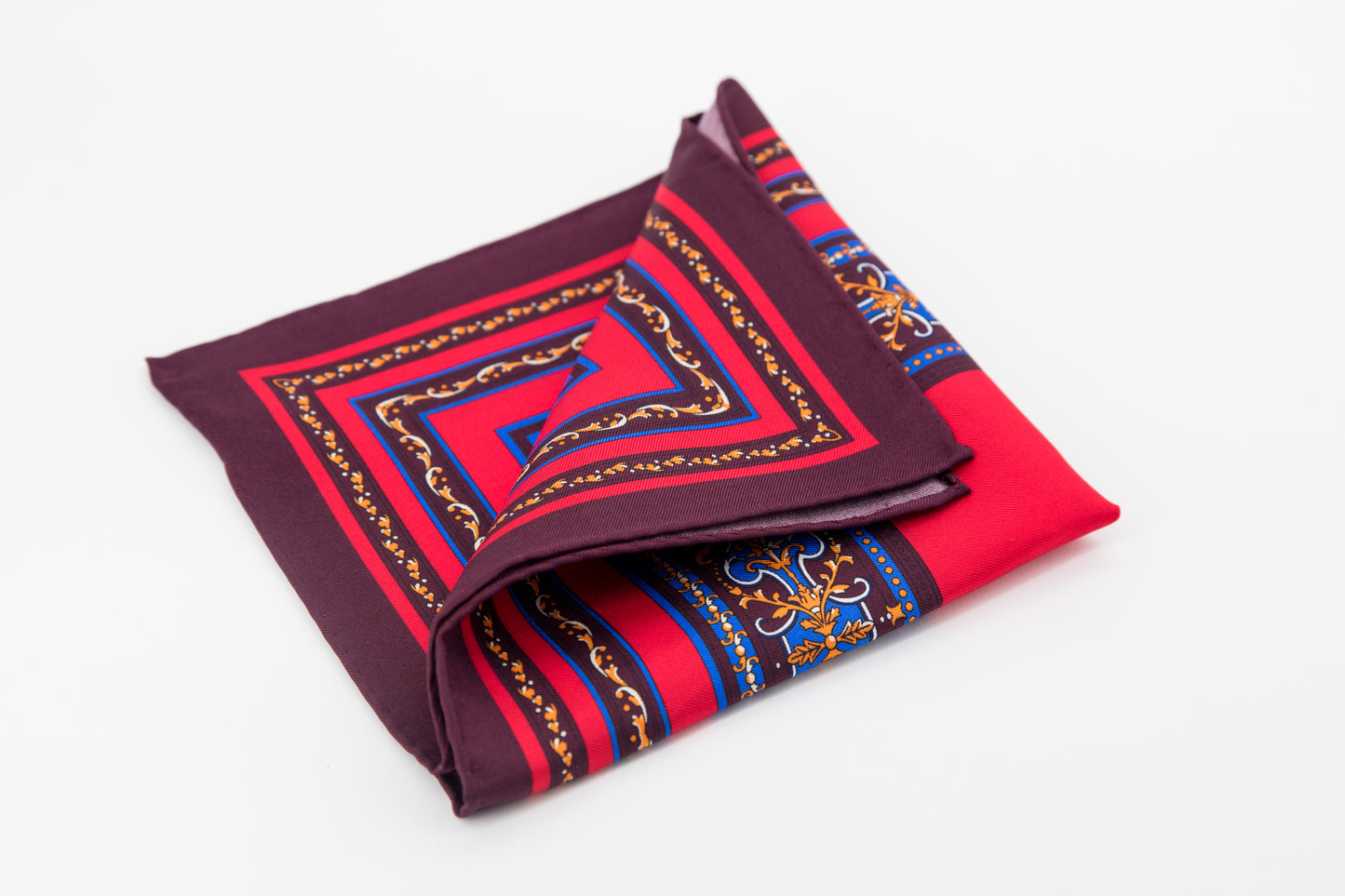 Pocket Square - Burgundy Blue and Red Colors Print