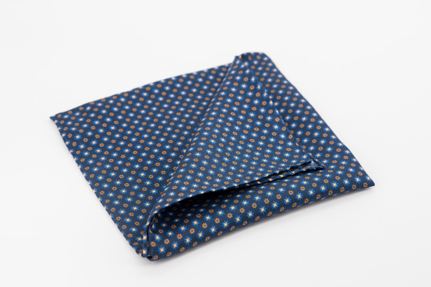 Pocket Square - Micro Daisy Print Blue Background