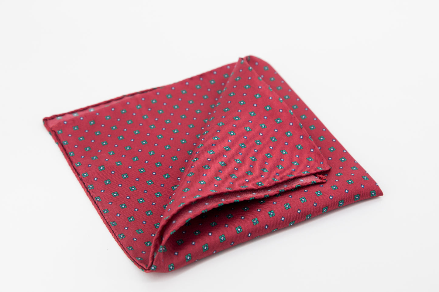 Pocket Square - Micro Medallion Print Burgundy Background