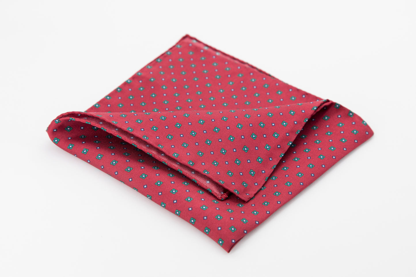 Pocket Square - Micro Medallion Print Burgundy Background