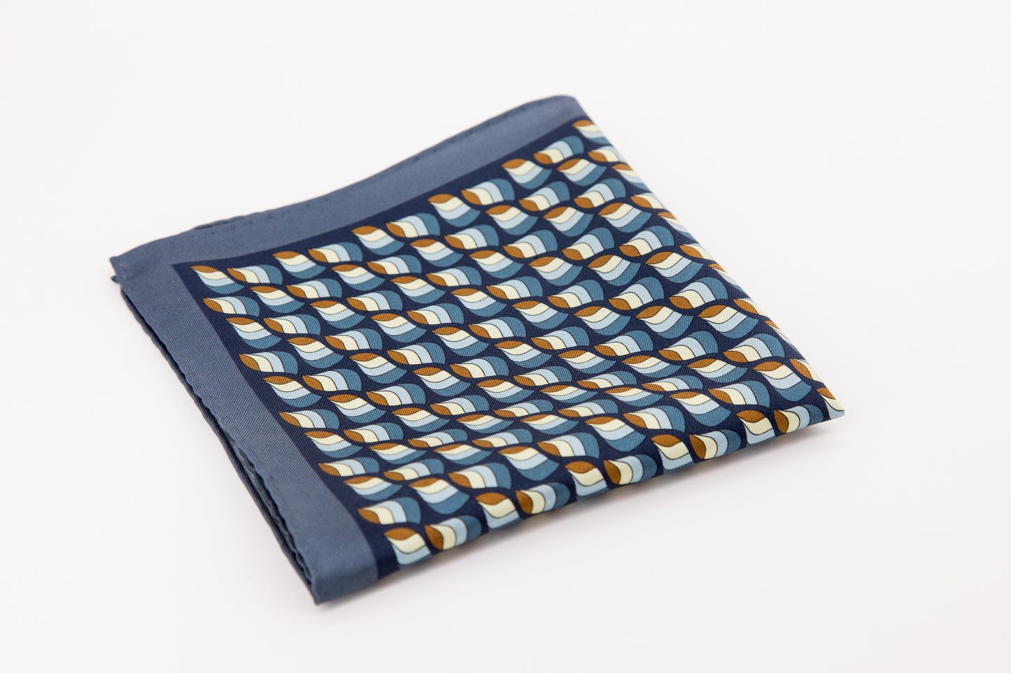 Pocket Square - Waves In Shades Of Blue And Camel