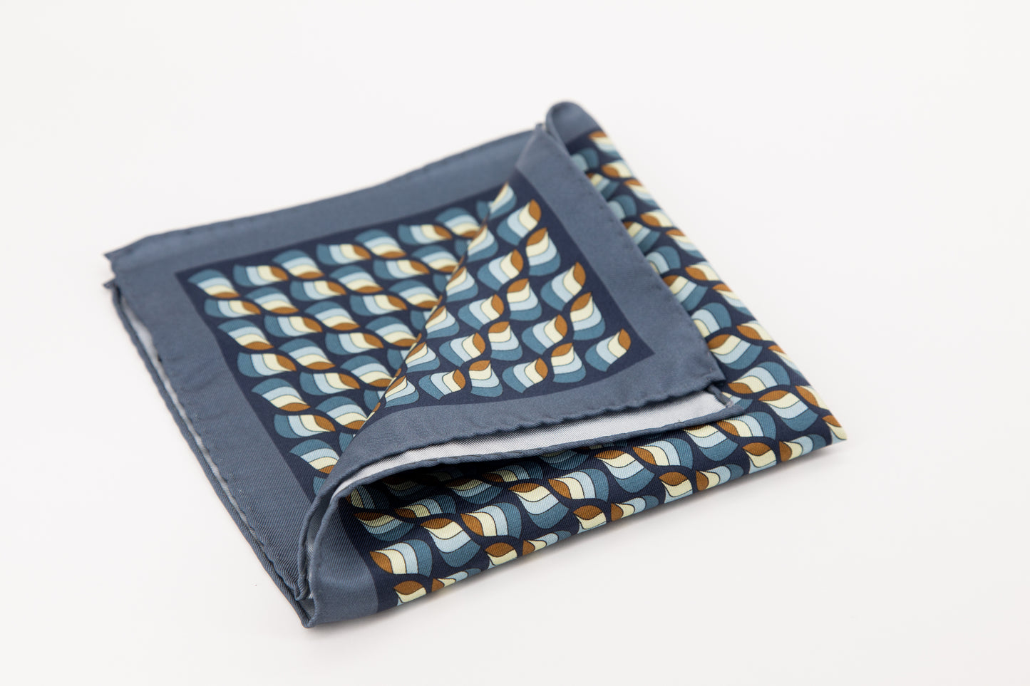 Pocket Square - Waves In Shades Of Blue And Camel