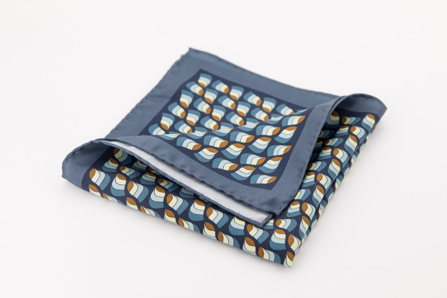 Pocket Square - Waves In Shades Of Blue And Camel