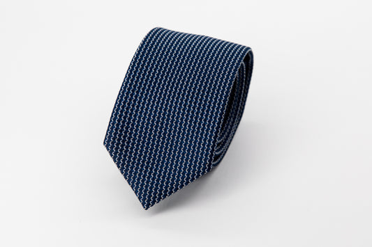 TIE - White Waves on Navy Background