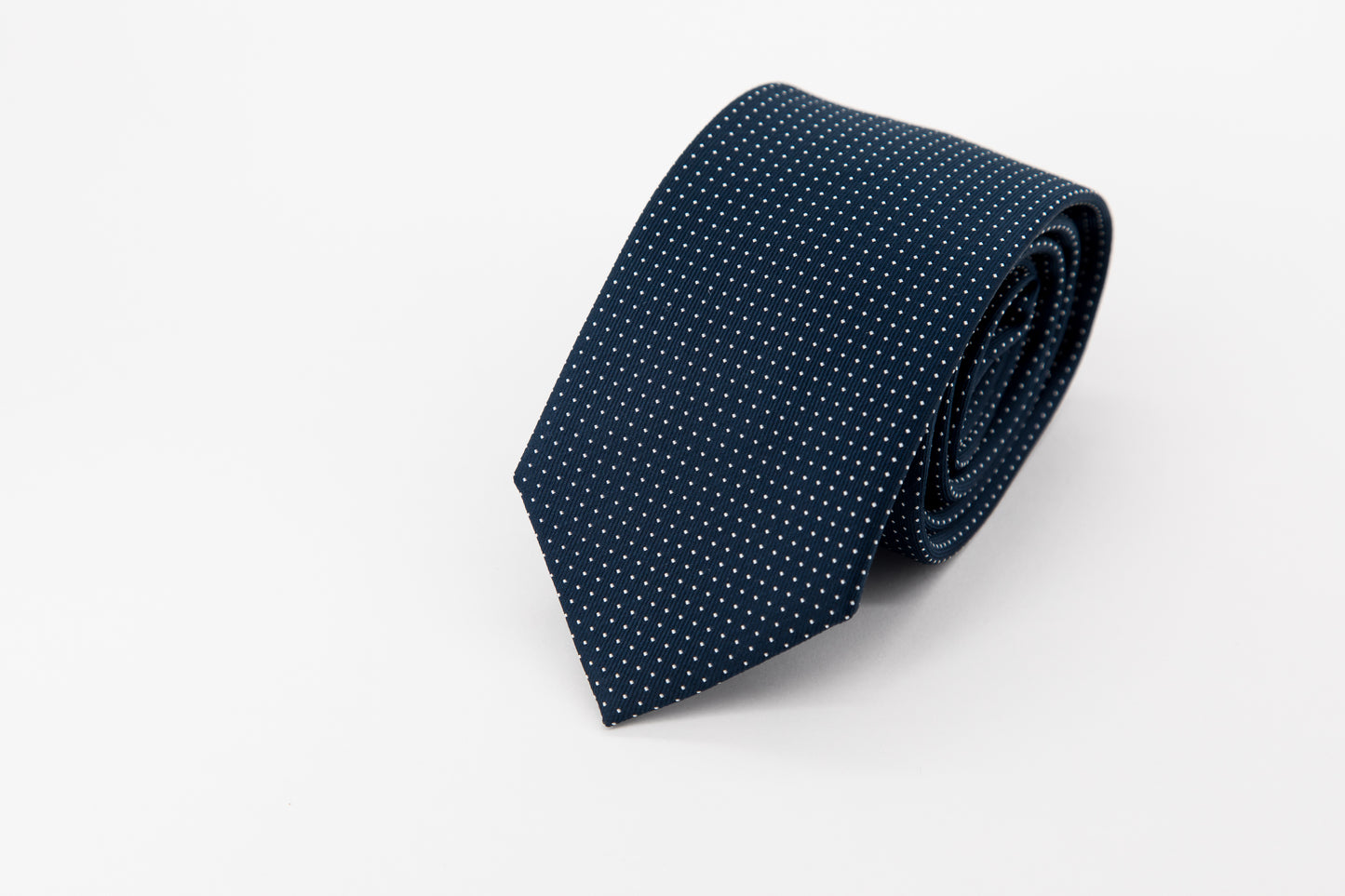 TIE - Small White Dots on Navy Background