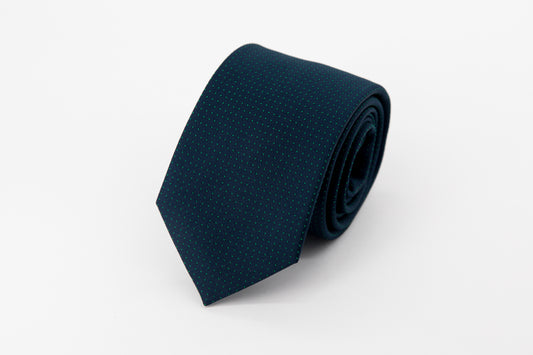 TIE - Small Green Dots on Navy Background