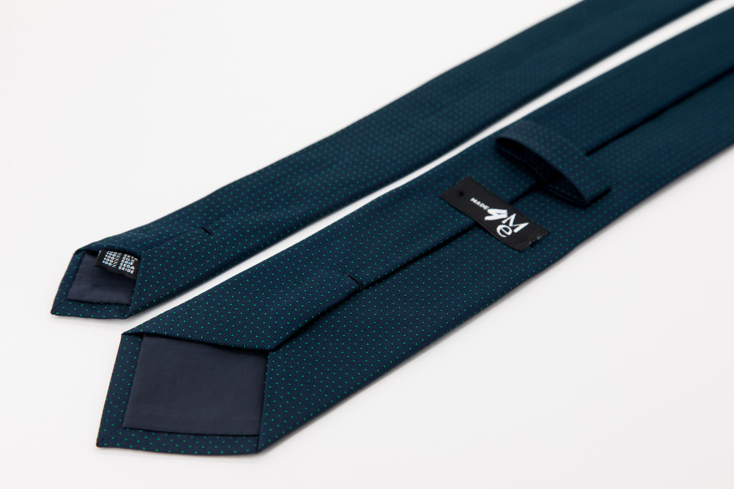 TIE - Small Green Dots on Navy Background