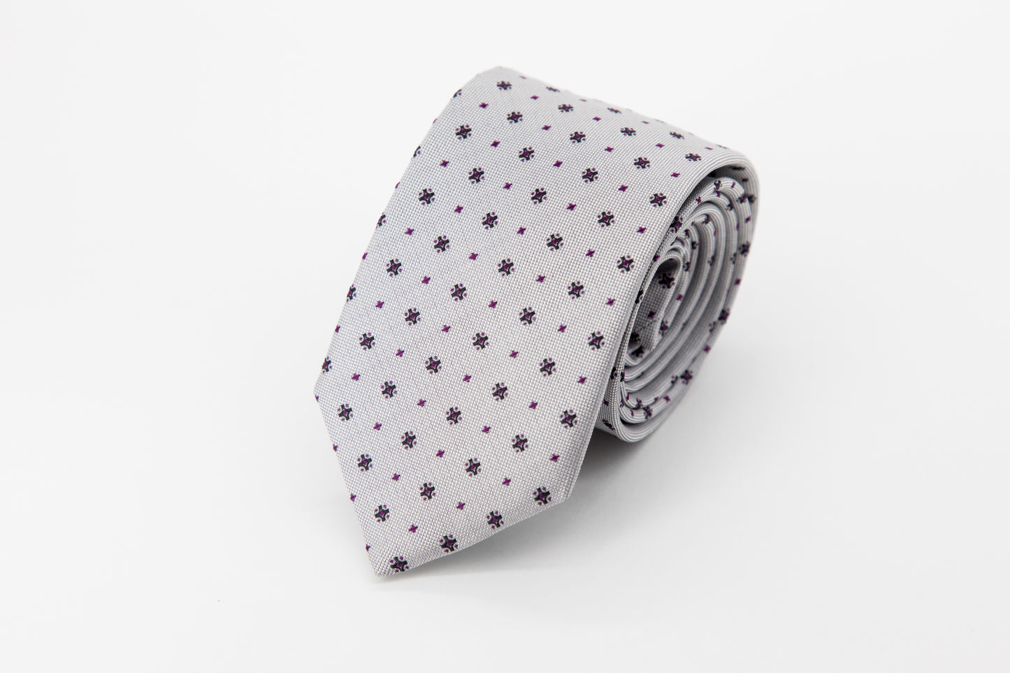 TIE - Small Blue Pattern On Grey Background