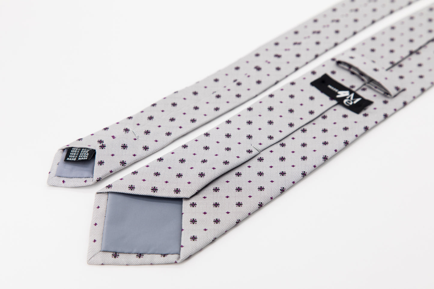 TIE - Small Blue Pattern On Grey Background