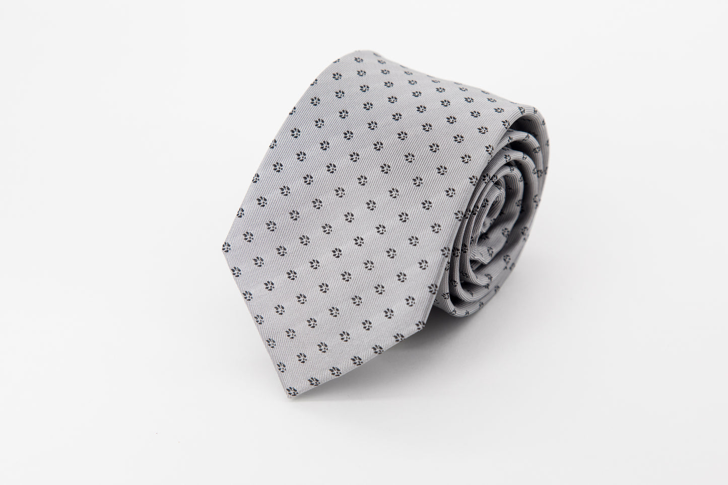 TIE - Black Flower On Grey Background