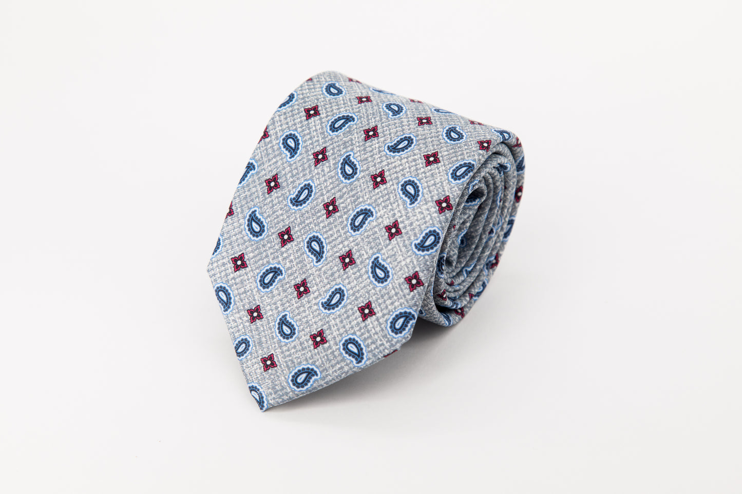 TIE - Blue And Red Medallion On Grey Background