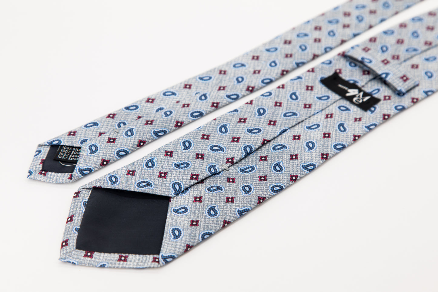 TIE - Blue And Red Medallion On Grey Background