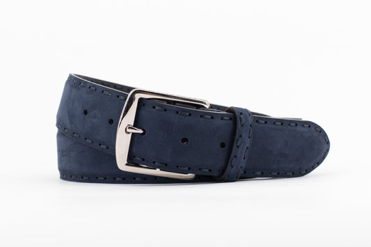 VELVET BELT │NAVY WITH STITCH