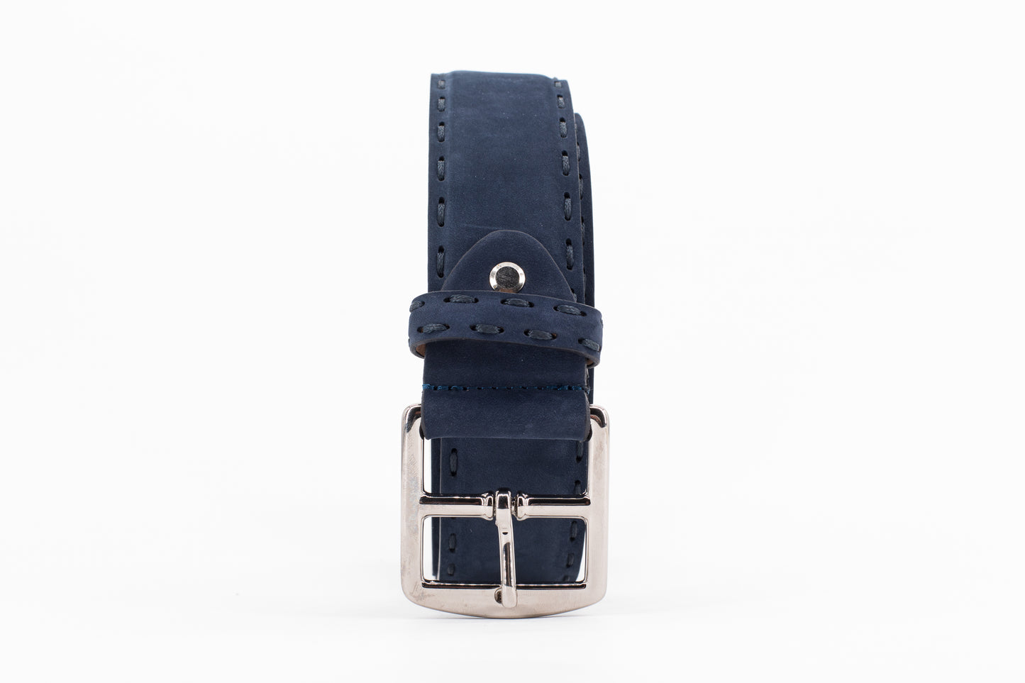 VELVET BELT │NAVY WITH STITCH