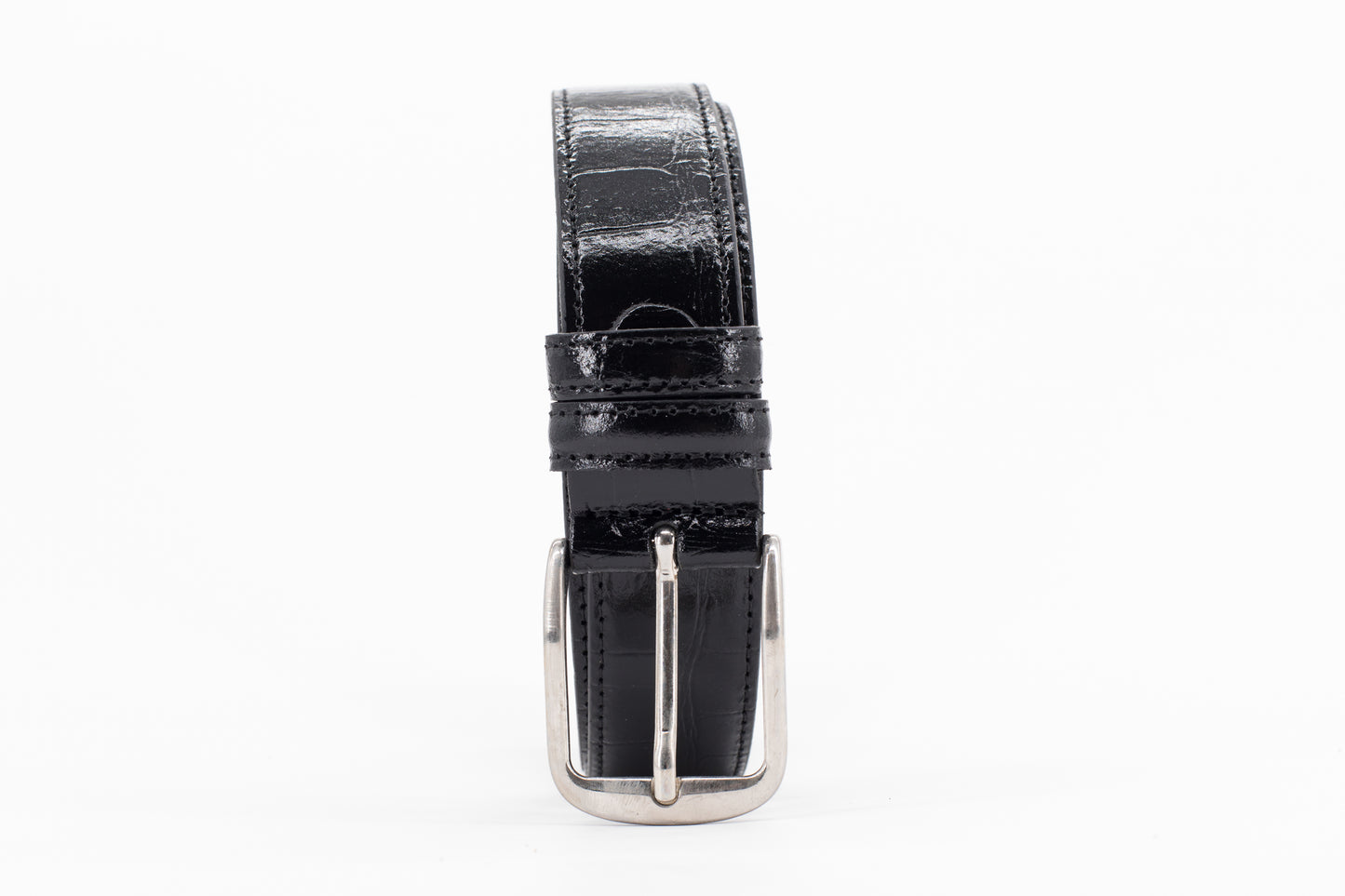 Croc-Effect Leather Belt │ Black