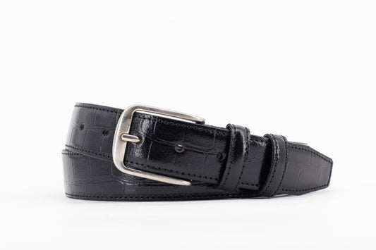 Croc-Effect Leather Belt │ Black