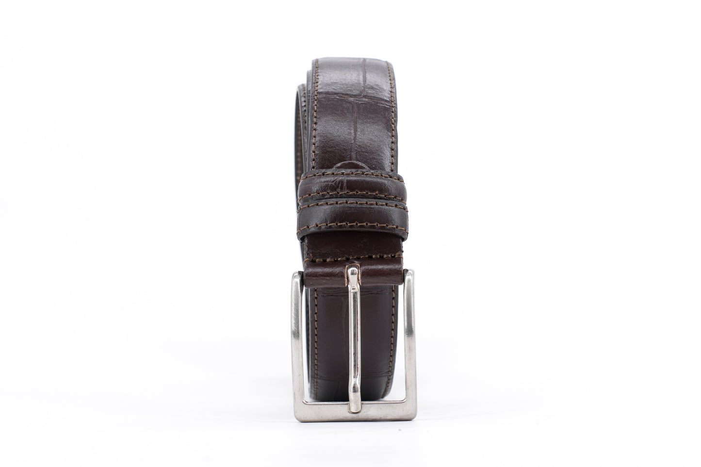 Croc-Effect Leather Belt │ Brown