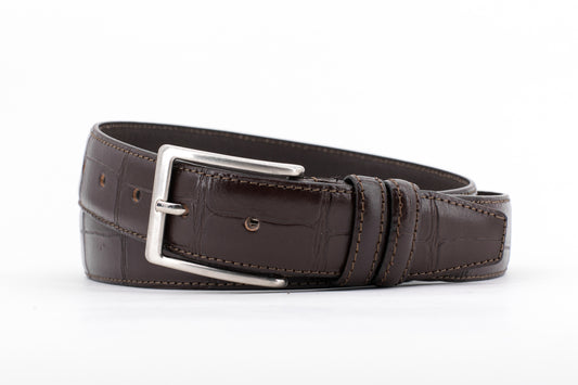 Croc-Effect Leather Belt │ Brown