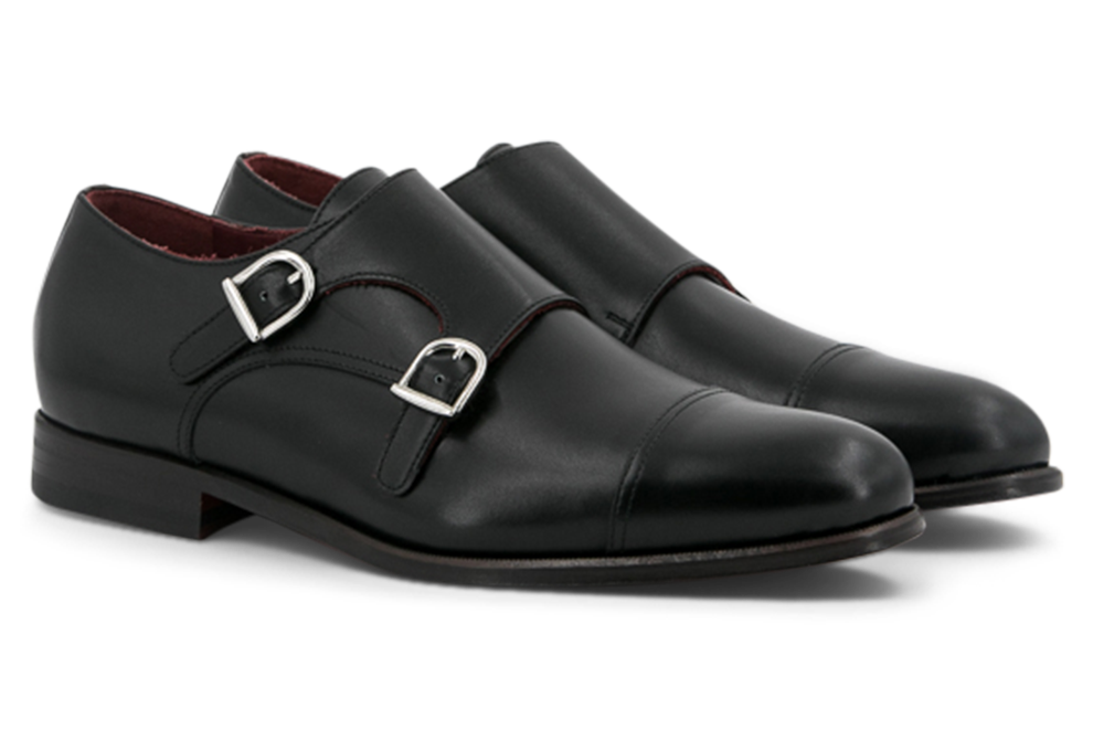 Leather Double Monk Zurigo │ Black with Red Soles [BlackStitch]