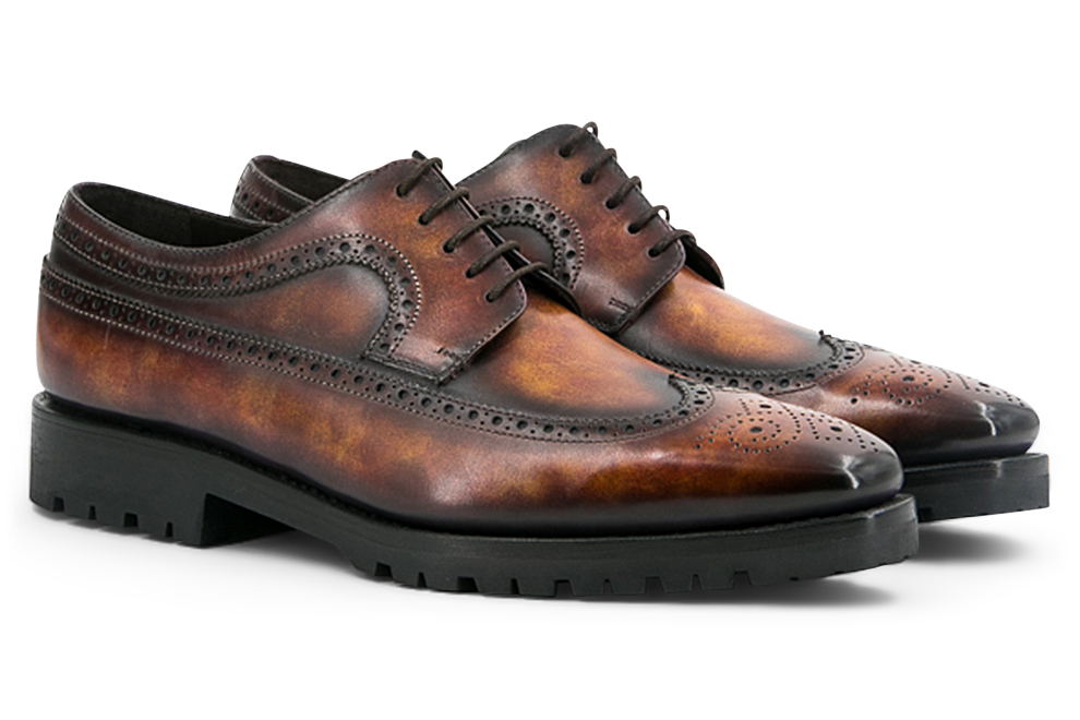 Leather Longwing Blucher Monti │ Cognac Marble Patina